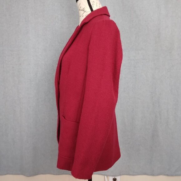 J.Jill | Wool Blend Textured Loose Weave Blazer Jacket Dark Red | Size S - Picture 5 of 10